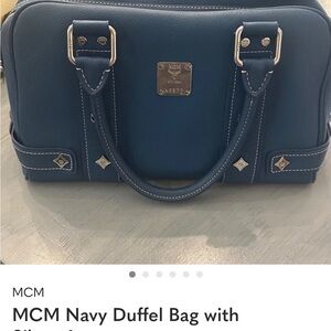 MCM Blue Bag with Gold Details